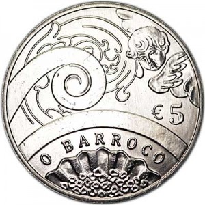 5 евро 2018 Португалия, Барокко цена, стоимость