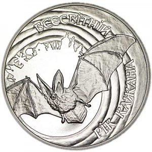 5 гривен 2012 Украина, Всемирный год летучей мыши цена, стоимость