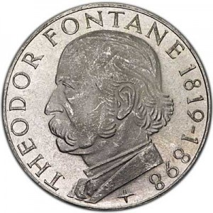 5 марок 1969, Теодор Фонтане цена, стоимость
