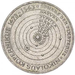 5 mark 1973, Nicolaus Copernicus price, composition, diameter, thickness, mintage, orientation, video, authenticity, weight, Description