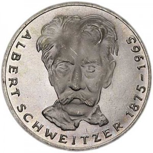 5 марок 1975, Альберт Швейцер цена, стоимость