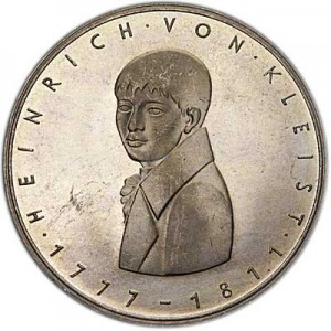 5 марок 1977, Генрих фон Клейст цена, стоимость