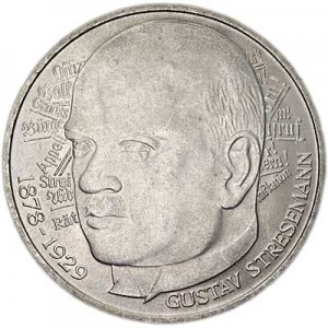 5 марок 1978, Густав Штреземан цена, стоимость