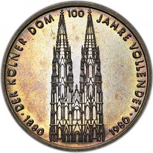 5 mark 1980 Germany Cologne Cathedral price, composition, diameter, thickness, mintage, orientation, video, authenticity, weight, Description