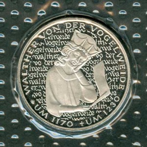 5 марок 1980 Германия, Вальтер фон дер Фогельвейде, proof цена, стоимость