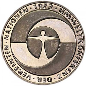 5 марок 1982 Германия, 10 лет конференции ООН по окружающей среде цена, стоимость
