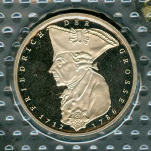 5 mark 1986 Germany Frederick the Great, proof price, composition, diameter, thickness, mintage, orientation, video, authenticity, weight, Description