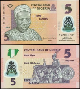 5 наира 2009 Нигерия, банкнота, хорошее качество XF