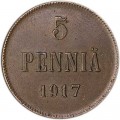 5 пенни 1917 Финляндия, орёл, состояние VF