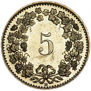 5 rappen 1984-2012 Switzerland price, composition, diameter, thickness, mintage, orientation, video, authenticity, weight, Description