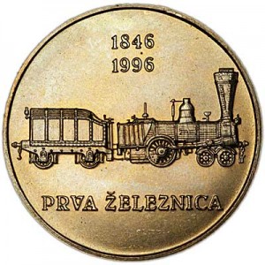 5 tolars 1996 Slovenia 150 years of the first railway price, composition, diameter, thickness, mintage, orientation, video, authenticity, weight, Description
