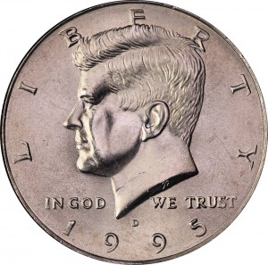 Half Dollar 1995 USA Kennedy mint mark D price, composition, diameter, thickness, mintage, orientation, video, authenticity, weight, Description