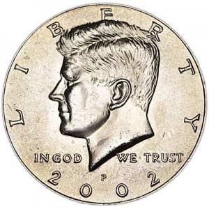 Half Dollar 2002 USA Kennedy mint mark P price, composition, diameter, thickness, mintage, orientation, video, authenticity, weight, Description