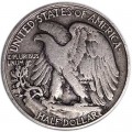 50 центов 1943 США Шагающая Свобода двор P, серебро