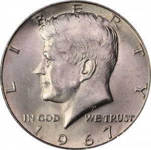 Half Dollar 1967 USA Kennedy P,  Preis, Komposition, Durchmesser, Dicke, Auflage, Gleichachsigkeit, Video, Authentizitat, Gewicht, Beschreibung
