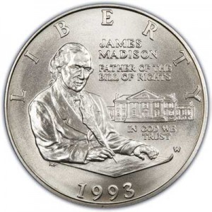 50 центов 1993 США Джеймс Мэдисон. Билль о Правах  UNC цена, стоимость
