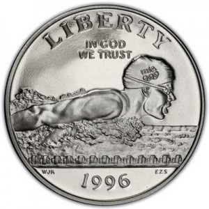 50 центов 1996 США Олимпиада в Атланте, Плавание Proof цена, стоимость