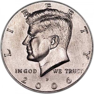 Half Dollar 2006 USA Kennedy Minze P Preis, Komposition, Durchmesser, Dicke, Auflage, Gleichachsigkeit, Video, Authentizitat, Gewicht, Beschreibung