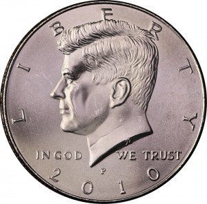 Half Dollar 2010 USA Kennedy Minze P Preis, Komposition, Durchmesser, Dicke, Auflage, Gleichachsigkeit, Video, Authentizitat, Gewicht, Beschreibung