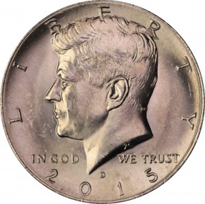 Half Dollar 2015 USA Kennedy mint mark D price, composition, diameter, thickness, mintage, orientation, video, authenticity, weight, Description