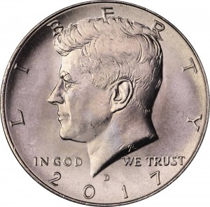 Half Dollar 2017 USA Kennedy mint mark D price, composition, diameter, thickness, mintage, orientation, video, authenticity, weight, Description