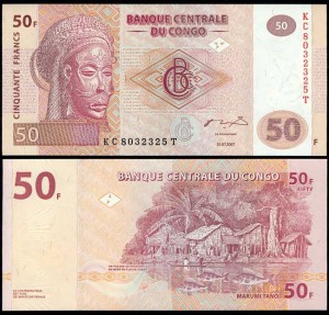 50 франков 2007 Конго, банкнота, хорошее качество XF
