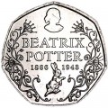 50 пенсов 2016 Великобритания 150 лет со дня рождения Беатрис Поттер