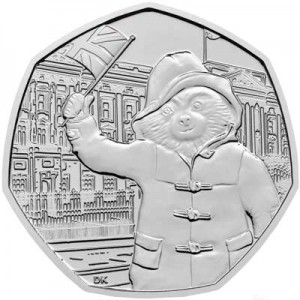 50 pence 2018 United Kingdom, Paddington at Buckingham Palace price, composition, diameter, thickness, mintage, orientation, video, authenticity, weight, Description