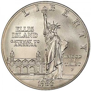Dollar 1986 Statue of Liberty Centennial  UNC price, composition, diameter, thickness, mintage, orientation, video, authenticity, weight, Description