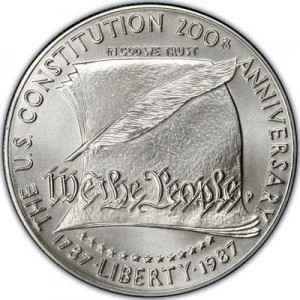 Dollar 1987 Constitution Bicentennial  UNC price, composition, diameter, thickness, mintage, orientation, video, authenticity, weight, Description