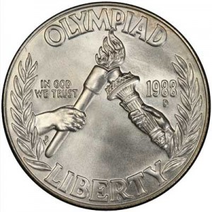 Dollar 1988 Seoul Olympiad  UNC price, composition, diameter, thickness, mintage, orientation, video, authenticity, weight, Description