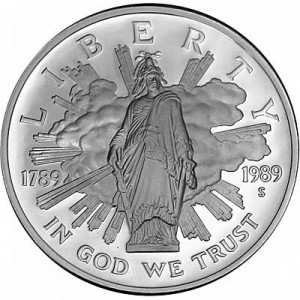 1 доллар 1989 США 200 лет Конгрессу,  proof, серебро
