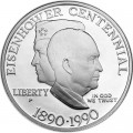 1 доллар 1990 США 100 лет Эйзенхауэру, серебро proof