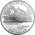 1 доллар 1990 США 100 лет Эйзенхауэру,  proof, серебро