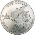 1 доллар 1991 США Война в Корее,  UNC, серебро