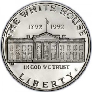 1 доллар 1992 200 лет Белому дому,  UNC цена, стоимость