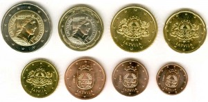 Euro coin set Latvia 2014 price, composition, diameter, thickness, mintage, orientation, video, authenticity, weight, Description