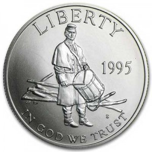 Half Dollar 1995 USA Civil war UNC price, composition, diameter, thickness, mintage, orientation, video, authenticity, weight, Description