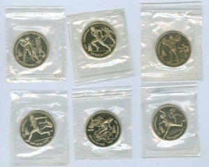Набор 1 рубль 1991 Олимпийские игры в Барселоне 1992, 6 монет proof цена, стоимость