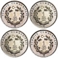Набор монет 1 лира 2015 Турция, Фауна Турции, 4 монеты