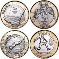Набор 1 реал 2014 Бразилия, Олимпийские Игры Рио-де-Жанейро 2016 №1 (4 монеты)