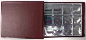 Album 130x100 mm at 96 coins, cell 25x25 mm, AMKM-96 (burgundy)