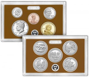 Годовой набор монет США 2017 пруф, никель двор S (2 пластины) цена, стоимость