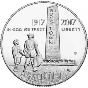 Boys Town Centennial 2017 Proof Clad Half Dollar price, composition, diameter, thickness, mintage, orientation, video, authenticity, weight, Description