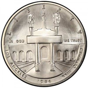 Dollar 1984 Olympic Coliseum  UNC price, composition, diameter, thickness, mintage, orientation, video, authenticity, weight, Description