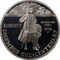 1 доллар 1992 Колумб, серебро proof