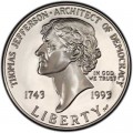 1 dollar 1993 USA Thomas Jefferson 250. Jahrestag Silber proof