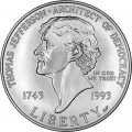 Dollar 1993 Thomas Jefferson 250. Jahrestag Silber UNC
