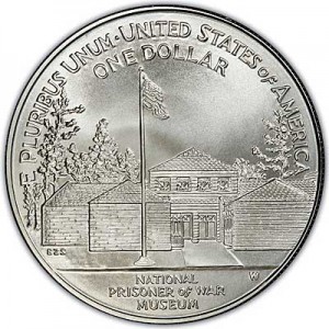 1 доллар 1994 США Музей военнопленных,  UNC, серебро