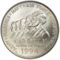 1 доллар 1994 Женщины на военной службе, серебро UNC